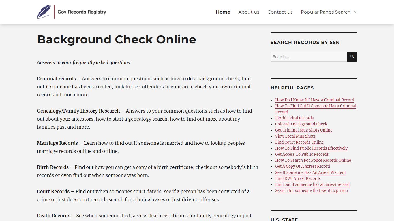 Criminal History of People | GovRecordsRegistry.org